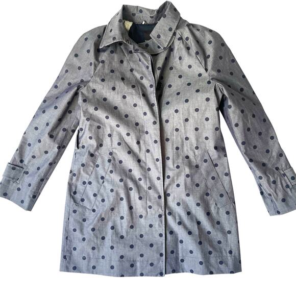 Banana Republic Polka Dot Raincoat Women’s Belted Trench-Belt Missing-Medium - Picture 3 of 10